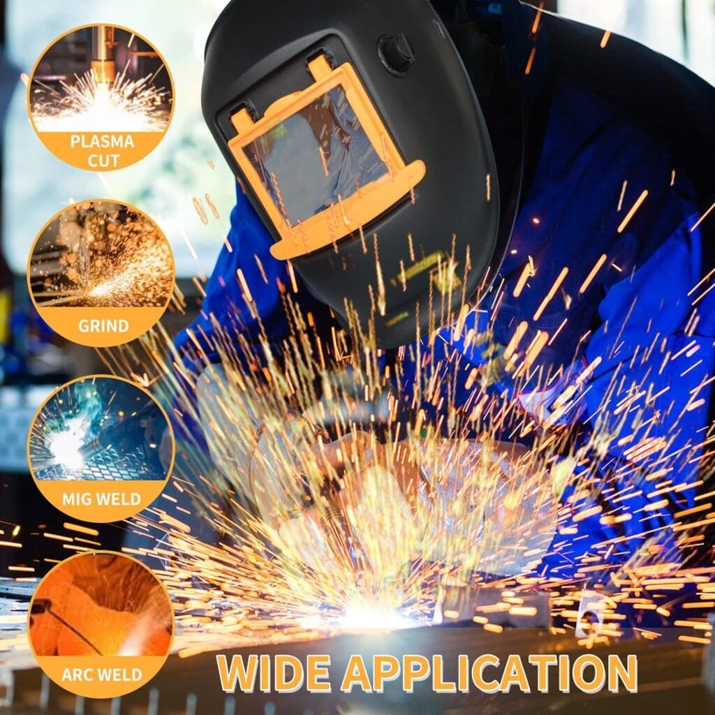 ATEMLEH Auto Darkening Helmet with True Color View and Welding Gloves, Easy-flip Design Welder Helmet, Ultre Light and Solar Powered Welding Helemt, Adjustable Shade Range 4/9-13 for TIG MIG ARC Weld