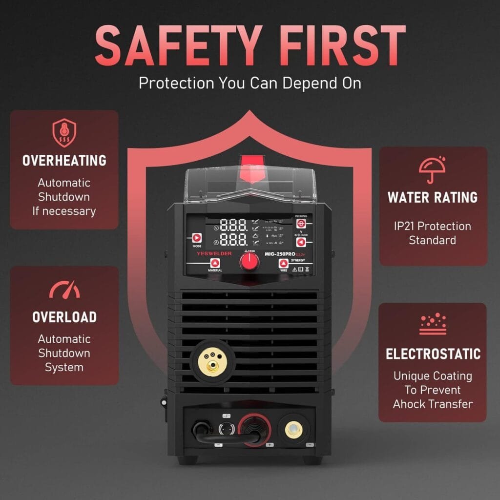 YESWELDER Gas Gasless 160A multiprocess MIG Welder，Flux Cored/MIG/Lift TIG/Stick ARC Welder 4 in 1 Welding Machine，Synergic Control 110V/220V Dual Voltage